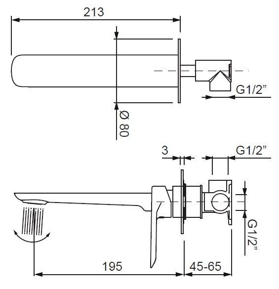 купити Змішувач для умивальника Koer KB-16028-12 вбудований (KR5299) фото