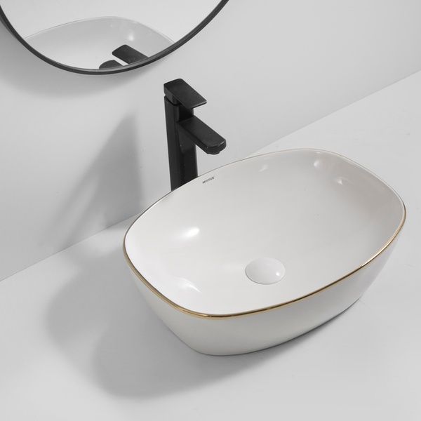 купити Раковина накладна Mixxus Premium DIVERSE-0109 EDGE GOLD 500х380х140mm (MP6548) фото