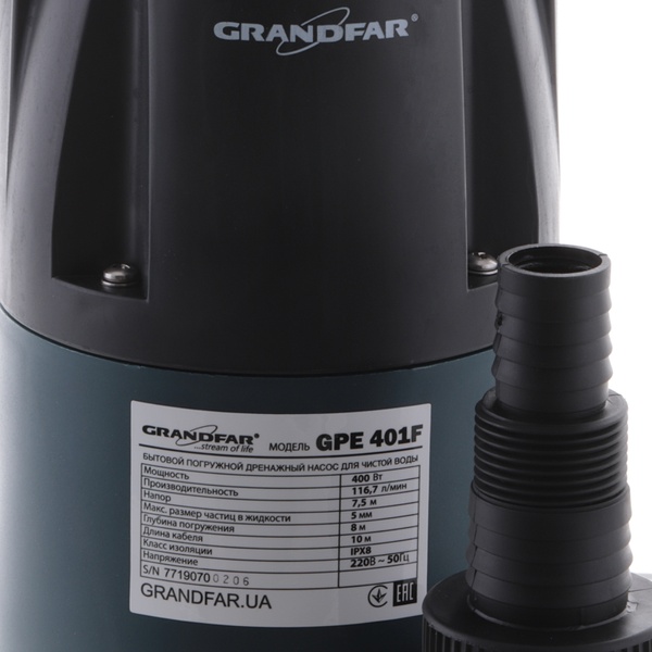 Дренажний насос для чистої води GRANDFAR GPE401F (GF1090) GF1090 фото