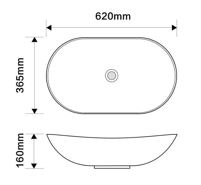 купити Раковина накладна Mixxus Premium WAVE-0105 WHITE-BLACK 620х360х160mm (MP6558) фото