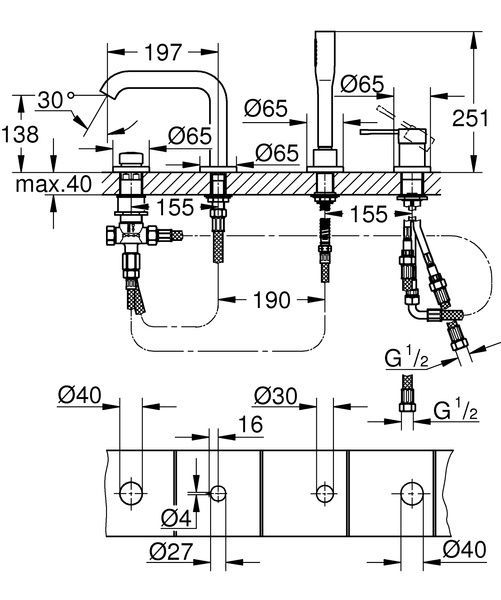 купити Змішувач на борт ванни на 4 отвори Grohe Essence New (19578001) фото