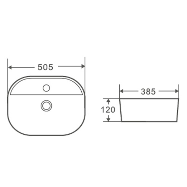 Умивальник накладний керамічний Mixxus Premium Ellipse-0201 505x385x120mm (MP6482) MP6482 фото