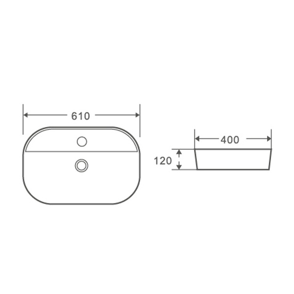 Умивальник накладний керамічний Mixxus Premium Ellipse-0202 610x400x120mm (MP6483) MP6483 фото