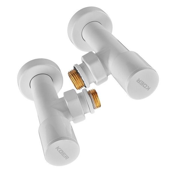купити Комплект кранів рушникосушарки кутовий M1/2''xM1/2'' подовжений KOER KR.SET.534 WHITE (KR5843) фото
