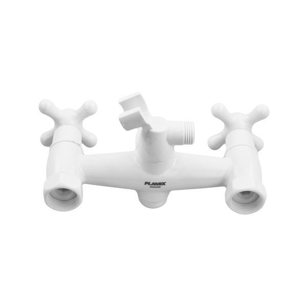 купити Змішувач для ванни Plamix Pablo -140 EURO SET White (з шлангом та лійкою) (PM0670) фото