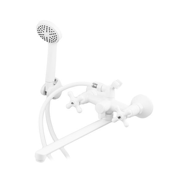 купити Змішувач для ванни Plamix Pablo -140 EURO SET White (з шлангом та лійкою) (PM0670) фото