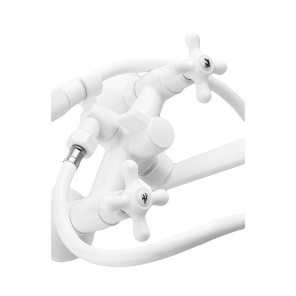 купити Змішувач для ванни Plamix Pablo -140 EURO SET White (з шлангом та лійкою) (PM0670) фото