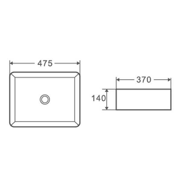 Умивальник накладний керамічний Mixxus Premium Quadro-0101 475x370x140mm (MP6487) MP6487 фото