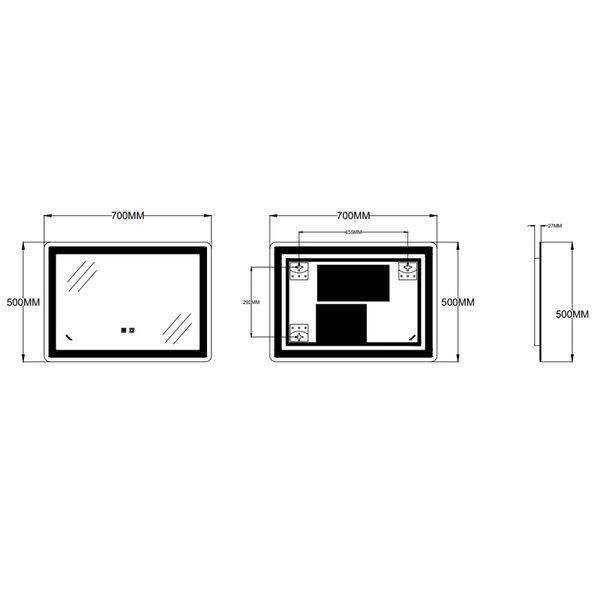 купити Дзеркало ZERIX SANSA MR01-70x50-REVERSE з LED Touch, Anti-fog, димером, рег. яскравості (ZX6050) фото