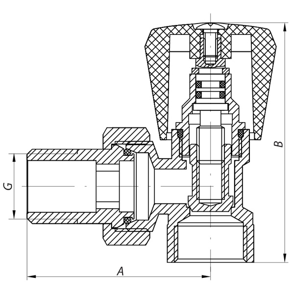 Вентиль радиаторный угловой (хромированный) 1/2x1/2 (Koer KR.901.CHR) (KR2819) KR2819 фото