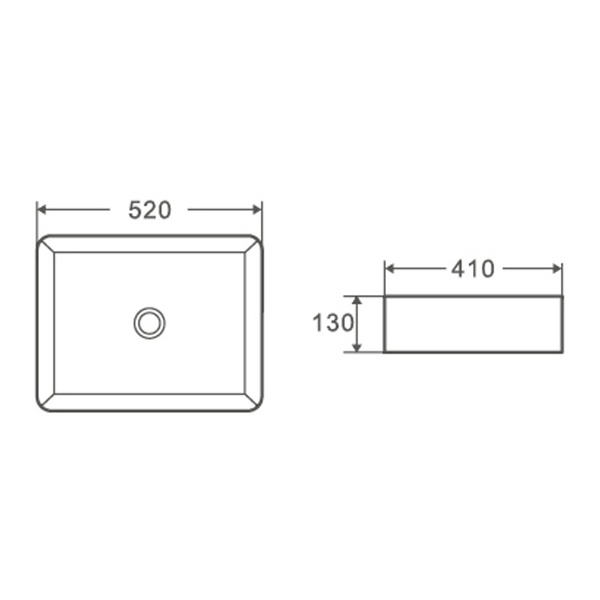 Умивальник накладний керамічний Mixxus Premium Quadro-0102 520x410x130mm (MP6488) MP6488 фото