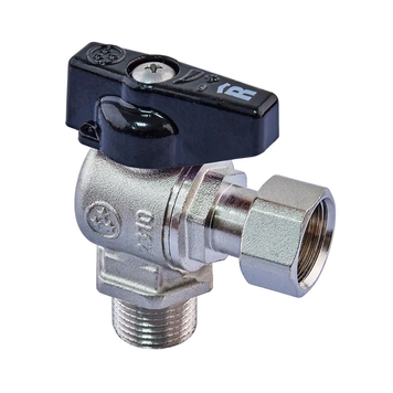 купить Кран кульовий кутовий Н/Г Roho R116-050B -1/2"х1/2" ВЗ, ручка "метелик" чорна (RO0236) фото
