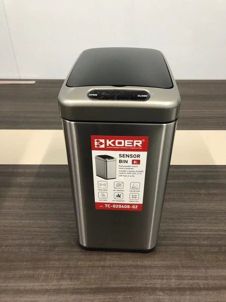 купить Мусорное ведро сенсорное прямоугольное KOER TC-020408-02 8 л (цвет нержавейка) (KR5588) фото