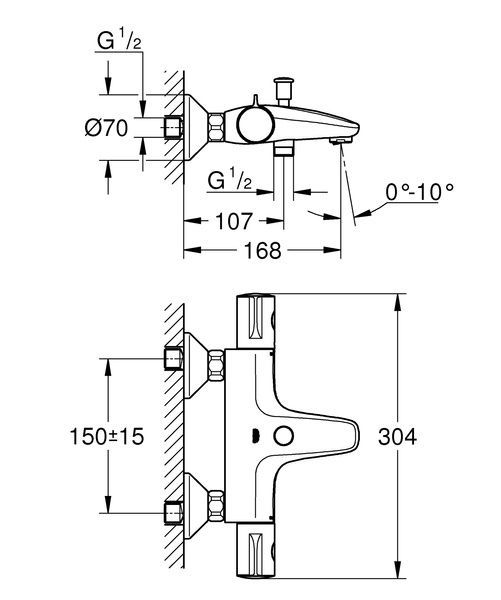 купить Смеситель для ванной с термостатом Grohe Grohtherm 800 (34576000) фото