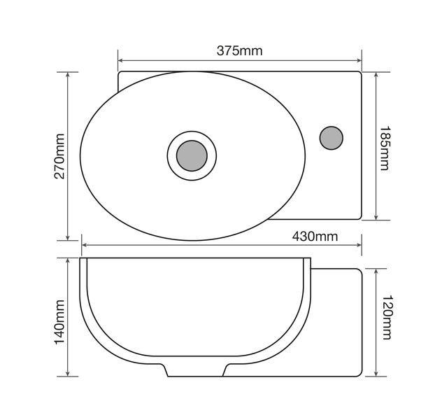 купить Раковина підвісна MIXXUS PREMIUM DIVERSE-1201-L 400х215х140mm (отвір під змішувач, перелив) (MP6507) фото