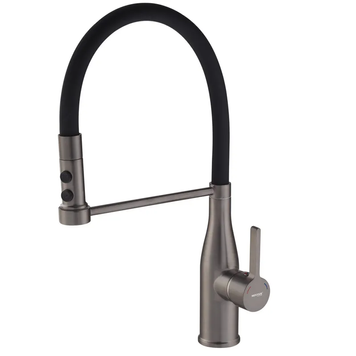 купить Змішувач для кухні MIXXUS PREMIUM SUMMER 017 GRAPHITE REFL.BLACK з гнучким виливом (Колір графіт+вилив чорний) (MI6962) фото