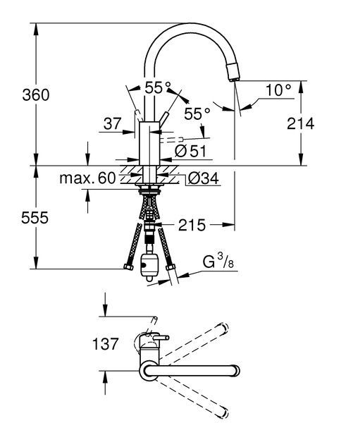 купити Змішувач для кухні з висувним виливом Grohe Concetto new (32663DC3) фото