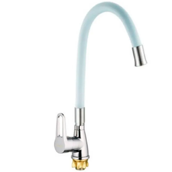 купить Змішувач для кухні MIXXUS SOP4-045 REFLECTOR WHITE з гнучким виливом (Колір хром+вилив білий) (MI6488) фото