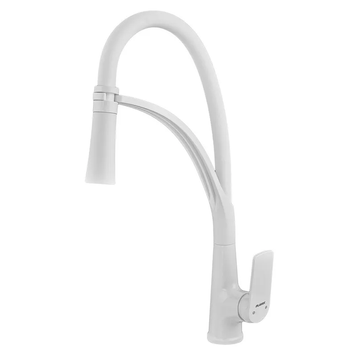 купить Змішувач для кухні PLAMIX LUCAS-017 SET WHITE REFL.WHITE (з підведенням) (Колір білий+силіконовий вилив білий) (PM0716) фото