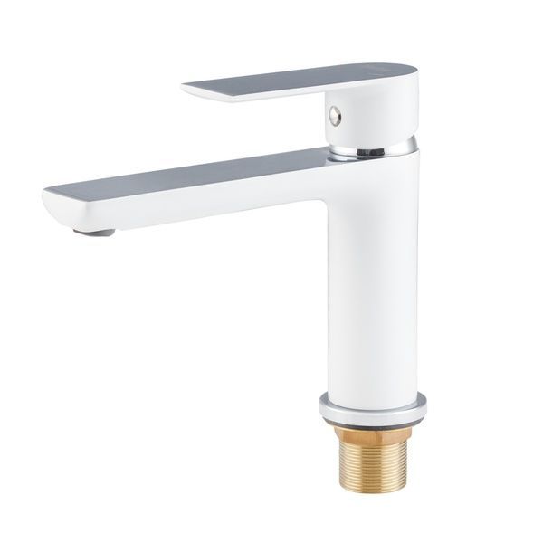 купить Смеситель для умывальника с удлиненным изливом HAIBA ALEX 001 LONG NUT WHITE-CHROME (Цвет белый хром) (HB9563) фото