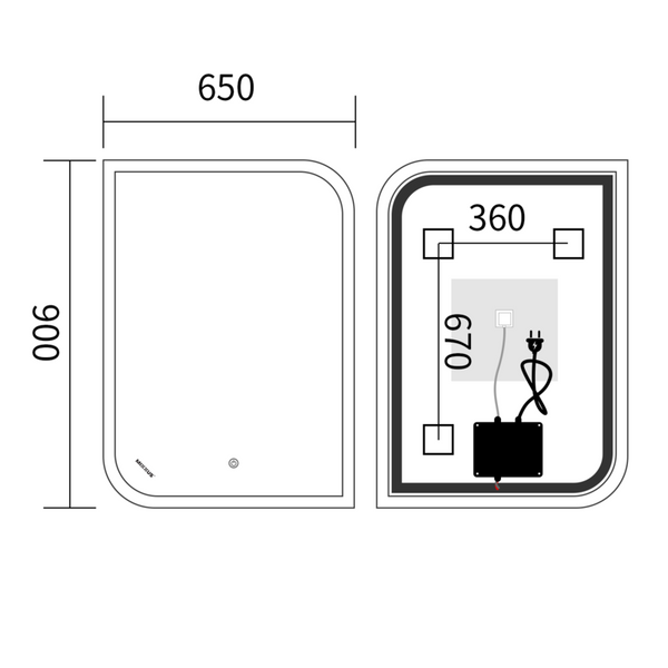 купить Дзеркало MIXXUS PREMIUM BEVEL MA02-90x65-REVERSE з LED Touch, Anti-fog, димером (3-6,5kK) (MP6641) фото