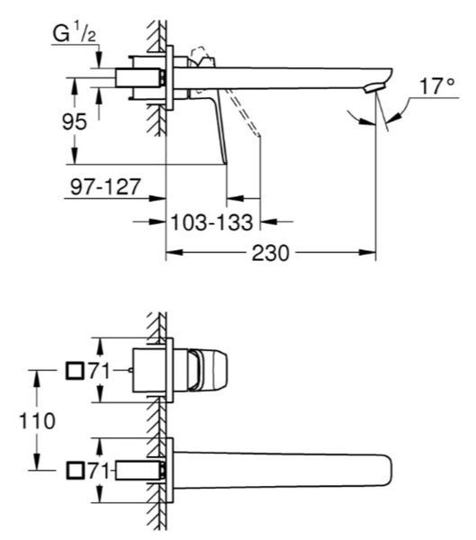 купити Змішувач для раковини Grohe Cubeo на 2 отвори L-розміру (1017892430) фото