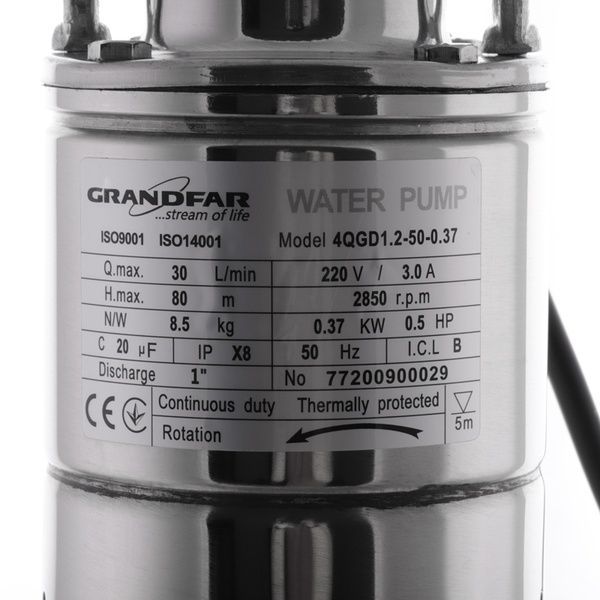 купить Насос глибинний шнековий Grandfar 4QGD 1,2-50-0,37-10M (GF1306) фото