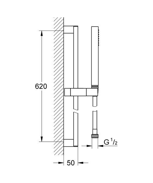 купить Душевый гарнитур со штангой, 1 режим струи Grohe Euphoria Cube (27936000) фото