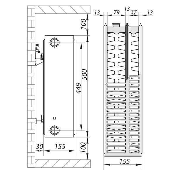 купить Сталевий радіатор KOER 33x500x1200S (3328 Вт, 51,98 кг, бокове підключення) (RAD124) фото