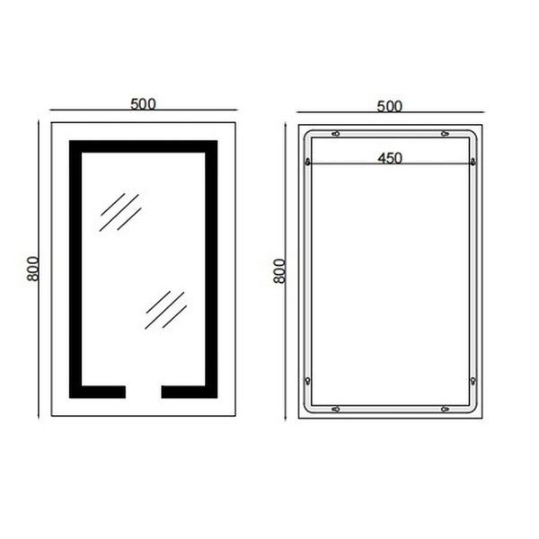 купити Дзеркало MIXXUS HARD MR06-50x80-CASE з LED Touch, Anti-fog, димером, рег. яскравості, годинником (MI6657) фото