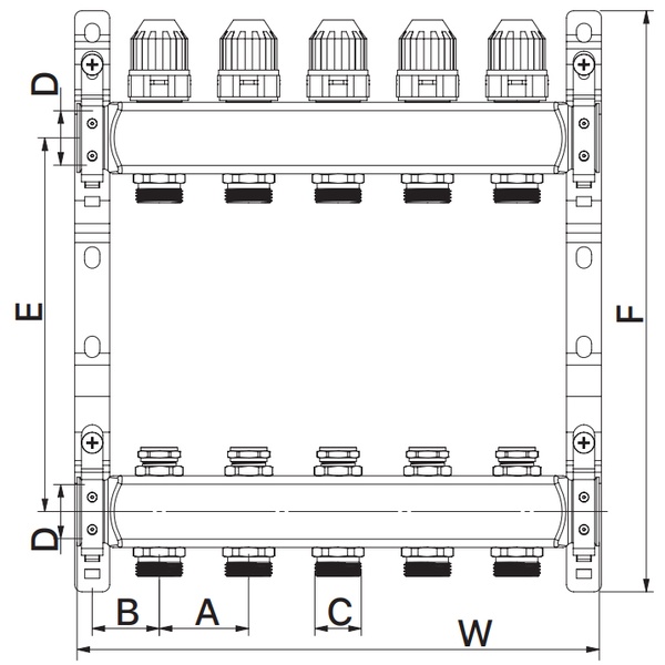 Колекторний блок з термостат. клапанами EUROPRODUCT EP.S1100-06 1"x6 (EP4993) EP4993 фото