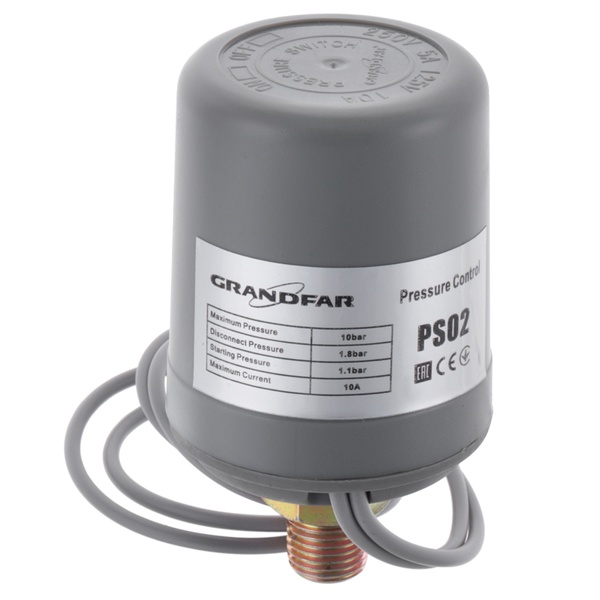 Реле включення для насосних станцій підвищення тиску GRANDFAR PS02 AWZB-S зовн. різьба (GF1386) GF1386 фото