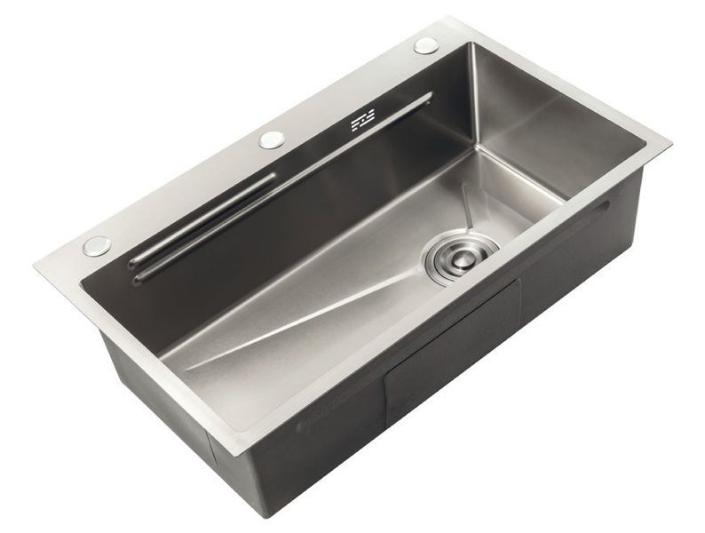 купить Мойка из нерж. стали ZERIX ZH6845-SET-05 DECOR NANO-SILVER (3.0/0.8) КОМПЛЕКТ (цвет нержавейка) (ZM5589) фото