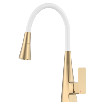 купить Змішувач для кухні MIXXUS ETNA 014-T NUT BRUSHED GOLD REFL.WHITE (Колір матове золото+силіконовий вилив білий) (MI8423) фото