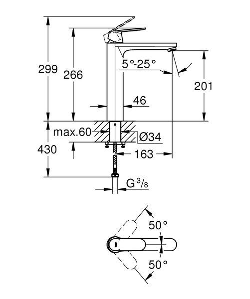 купити Змішувач на стільницю для раковини XL-розміру Grohe Eurosmart Cosmopolitan (23921000) фото