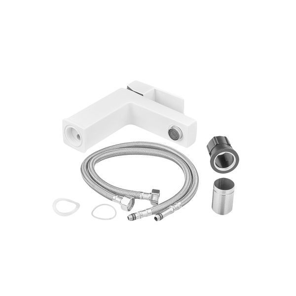 купити Змішувач для умивальника Plamix Kubus-001 SET White (з підведенням) (PM0671) фото