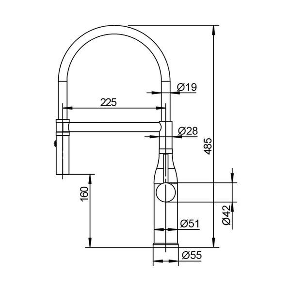 купить Смеситель для кухни KOER KI-70034-07 из нерж. стали SUS304 (Цвет графит+силиконовый излив черный) (KR5810) фото