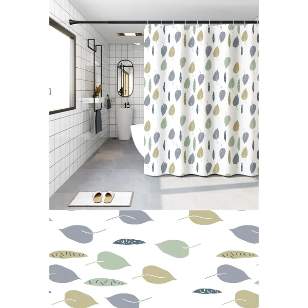 купить Шторка для ванной ZERIX SCP-008-180x200 из PEVA (полиэтиленвинилацетата) (Узор "Листья") (ZX6081) фото