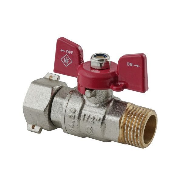 купить Кран шаровой Nolf classic NFC.821-06-1/2" FM ГШБ с накидной гайкой, ручка "бабочка" красная (NF3153) фото