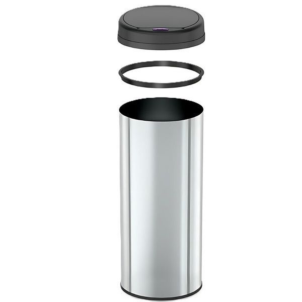 купити Відро для сміття сенсорне кругле MIXXUS PREMIUM ELLIPSE-TC0109 CHROME-BLACK 9 л (колір хром з чорним) (MI7083) фото