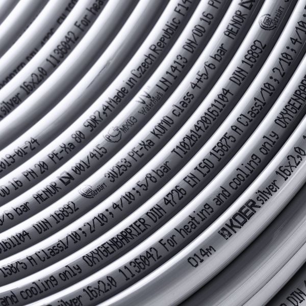 купить Труба для теплої підлоги з кисневим бар'єром Koer PEX-B EVOH 16*2,0 (Silver) (600 м) (KR2854) фото
