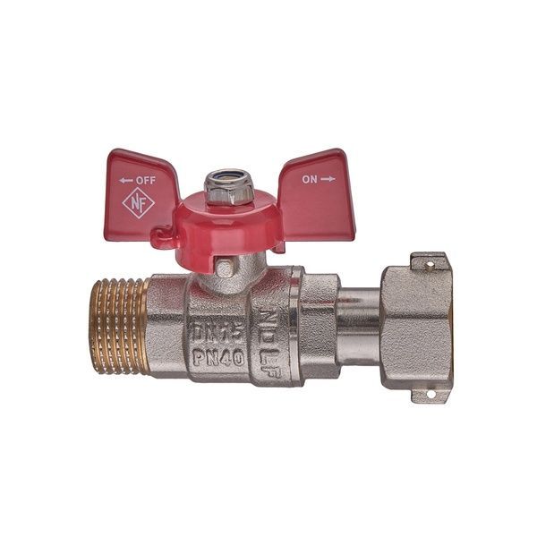 купить Кран шаровой Nolf classic NFC.821-06-1/2" FM ГШБ с накидной гайкой, ручка "бабочка" красная (NF3153) фото