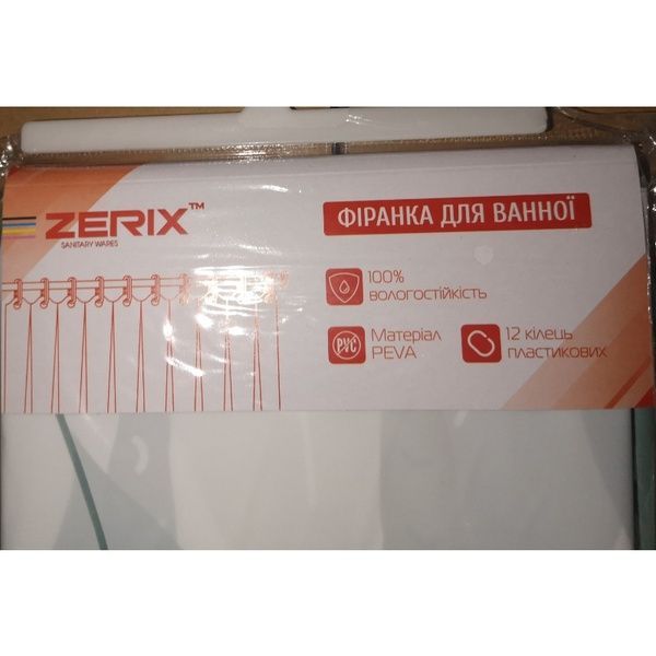 купить Шторка для ванной ZERIX SCP-008-180x200 из PEVA (полиэтиленвинилацетата) (Узор "Листья") (ZX6081) фото