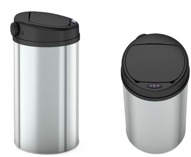 купити Відро для сміття сенсорне кругле MIXXUS PREMIUM ELLIPSE-TC0109 CHROME-BLACK 9 л (колір хром з чорним) (MI7083) фото