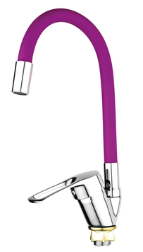 купить Змішувач для кухні MIXXUS FANY 011 NUT REFL.PURPLE з гнучким виливом (без підведення) (Колір хром+вилив фіолетовий) (MI6291) фото