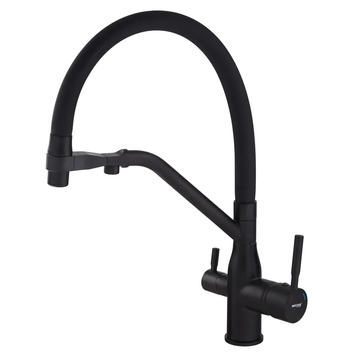 купить Змішувач для кухні MIXXUS PREMIUM GRAVITY 021 BLACK REFL.BLACK з гнучким виливом з виходом для питної води (Колір чорний+вилив чорний) (MI6978) фото