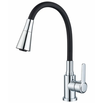 купить Змішувач для кухні ZERIX EZA-011-T CHROME REFL.BLACK (колір хром+силіконовий вилив чорний) (ZX6144) фото