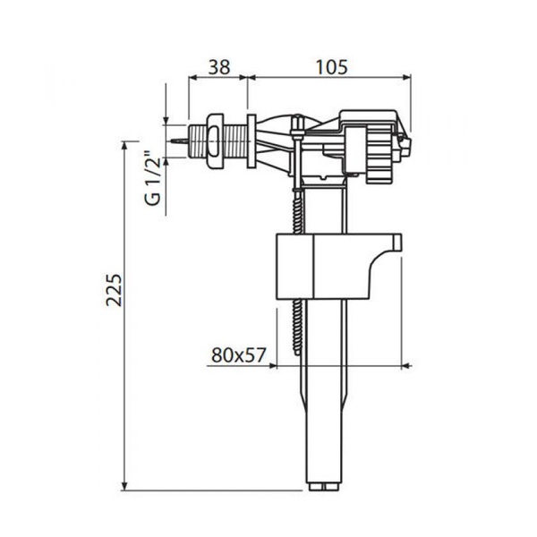 Впускний механізм ALCAPLAST A18-1 / 2 "з ніжн.подвод. Метал 1/2" (AL0008) AL0008 фото