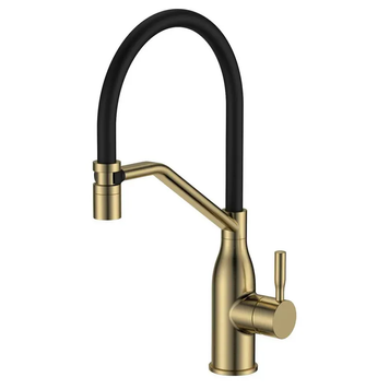 купить Змішувач для кухні MIXXUS PREMIUM GRAVITY 017 NUT BRUSHED GOLD REFL.BLACK (Колір матове золото+силік. вилив чорний) (MI8410) фото