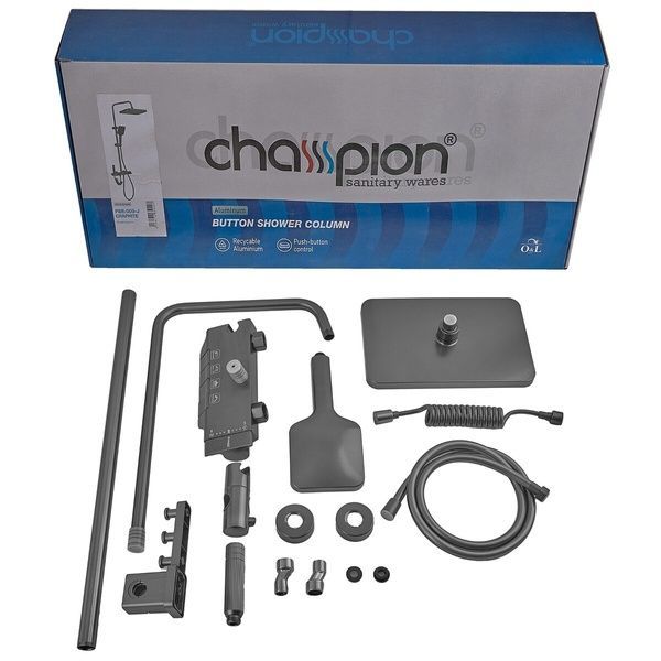 купить Душевая колонна Champion PBM-009-J Graphite со смесителем с кнопочным переключателем, 4 режима (CH6501) фото